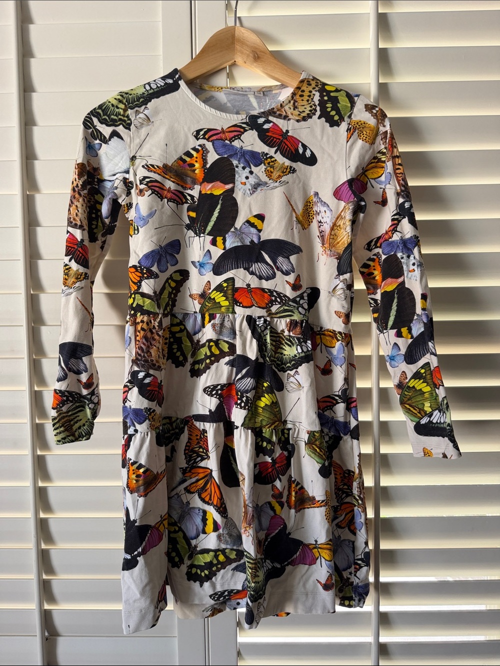 MOLO Girls' Butterfly Print Long-Sleeve Dress - White
